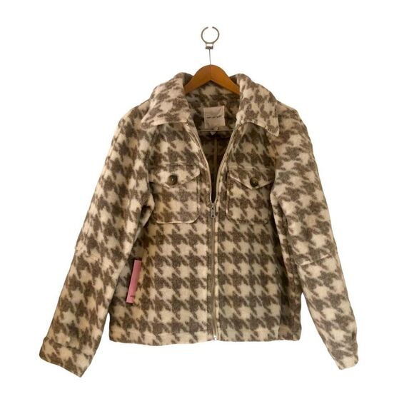 Avec Les Filles Women’s Small Cropped Houndstooth Jacket. Beige And Cream. NWT - Picture 1 of 7